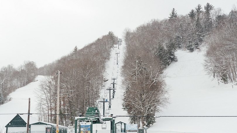 One of the runs and the chairlift at the Dartmouth Skiway